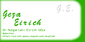 geza eirich business card